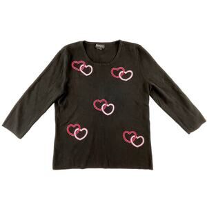 SWEETIE | Vintage S/M Black Red Pink Heart Love Couple Sweater Top Valentine's